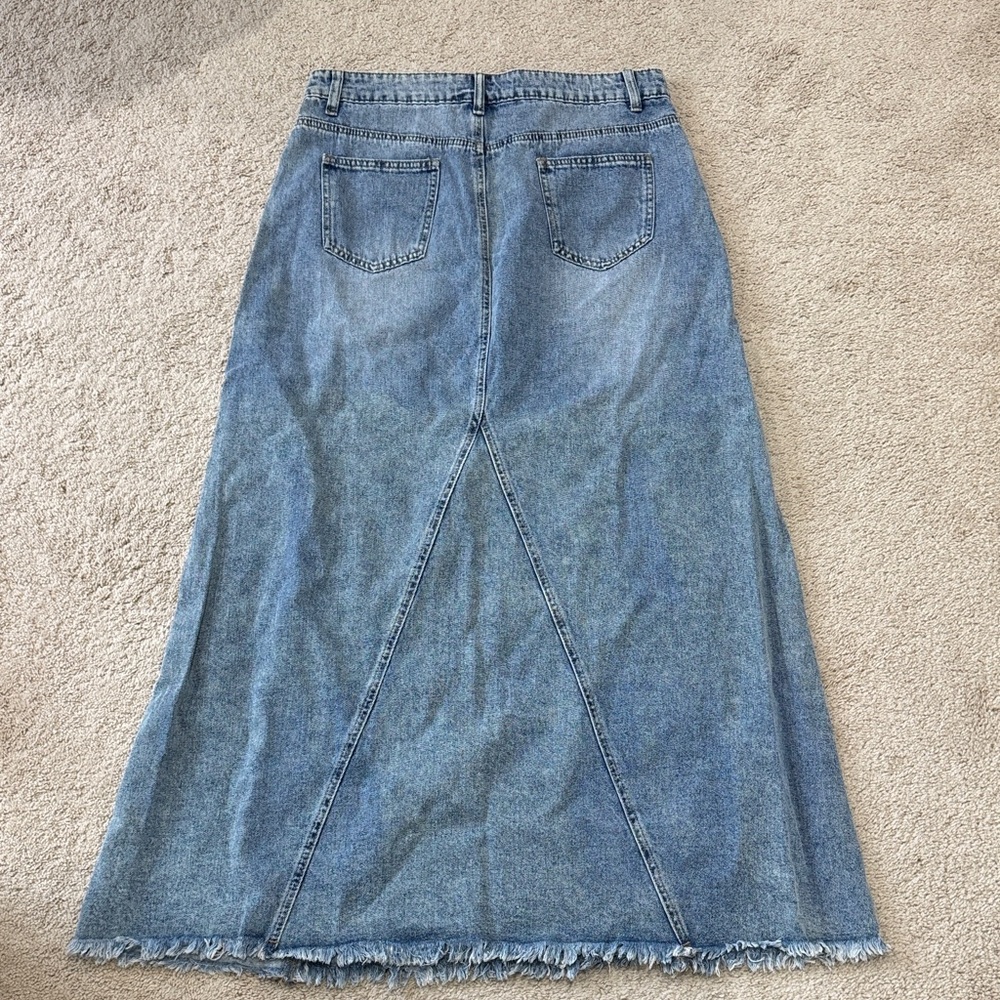 SHEIN Blue Denim Panel Maxi Skirt - Picture 2 of 2